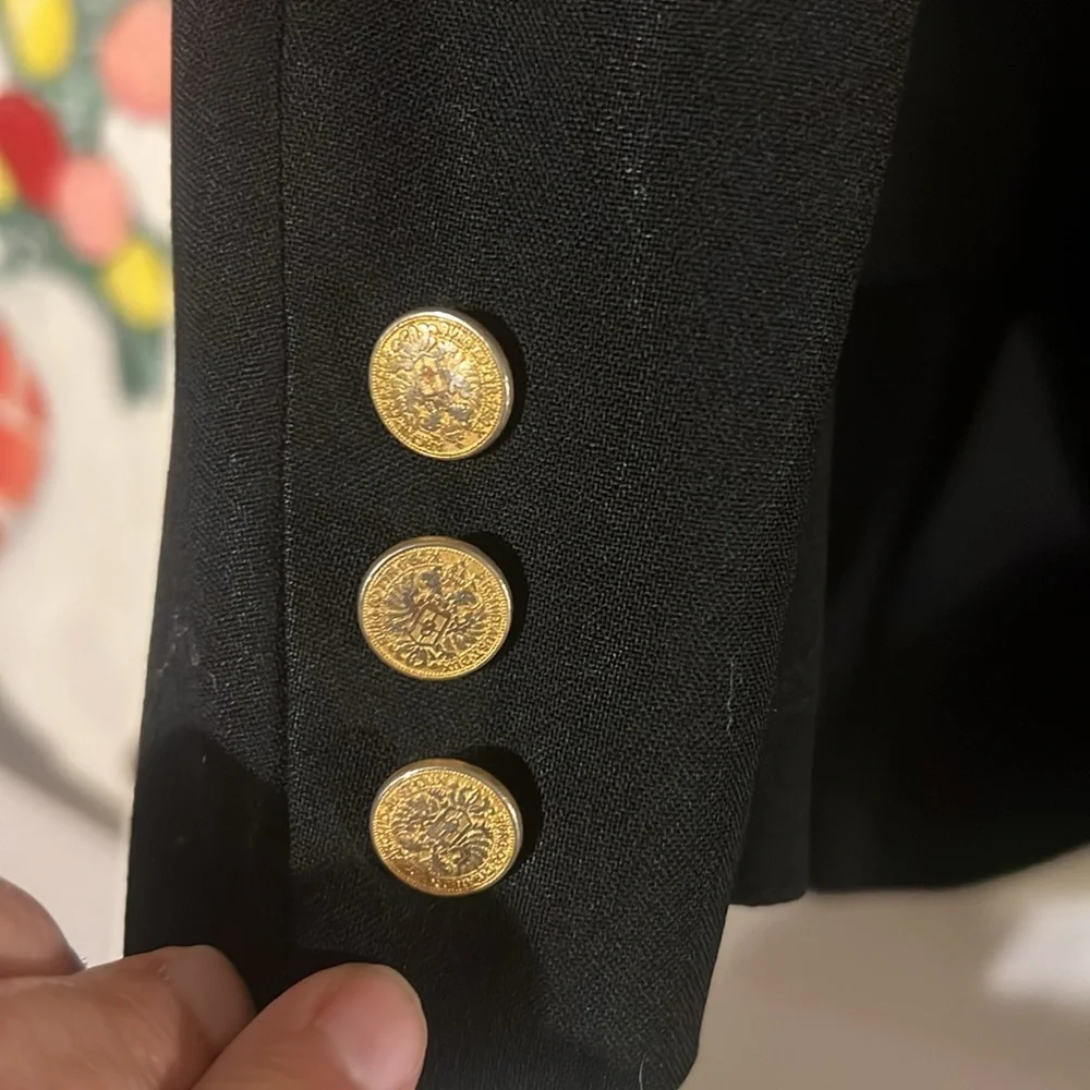 Bill Blass mens black 100% wool gabardine blazer